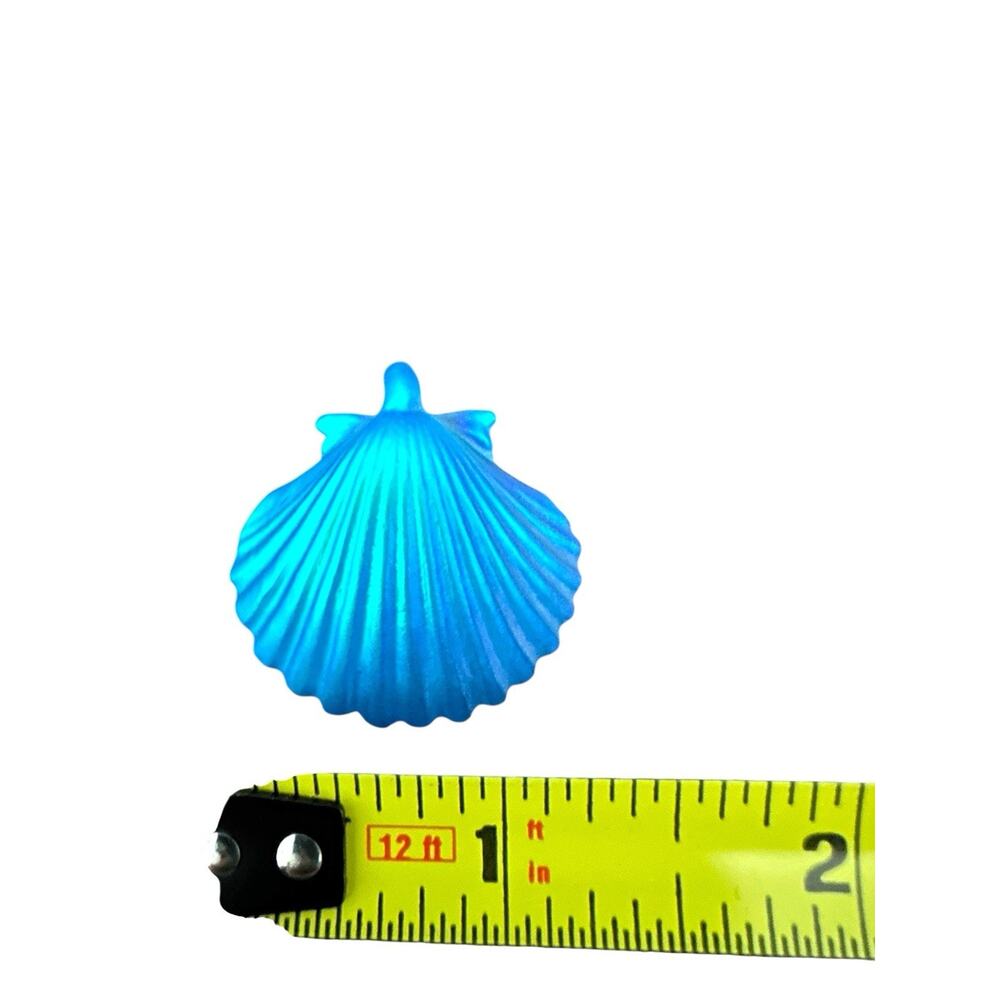 New Electric Blue Scallop Signed LE Pâté de Verre Glass Pendant Gregory Burgard - Picture 7 of 10